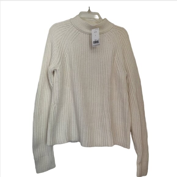 NWT BANANA REPUBLIC Womens' Ivory Ribbed Raglan Chunky Sweater Sz Small - Picture 2 of 7